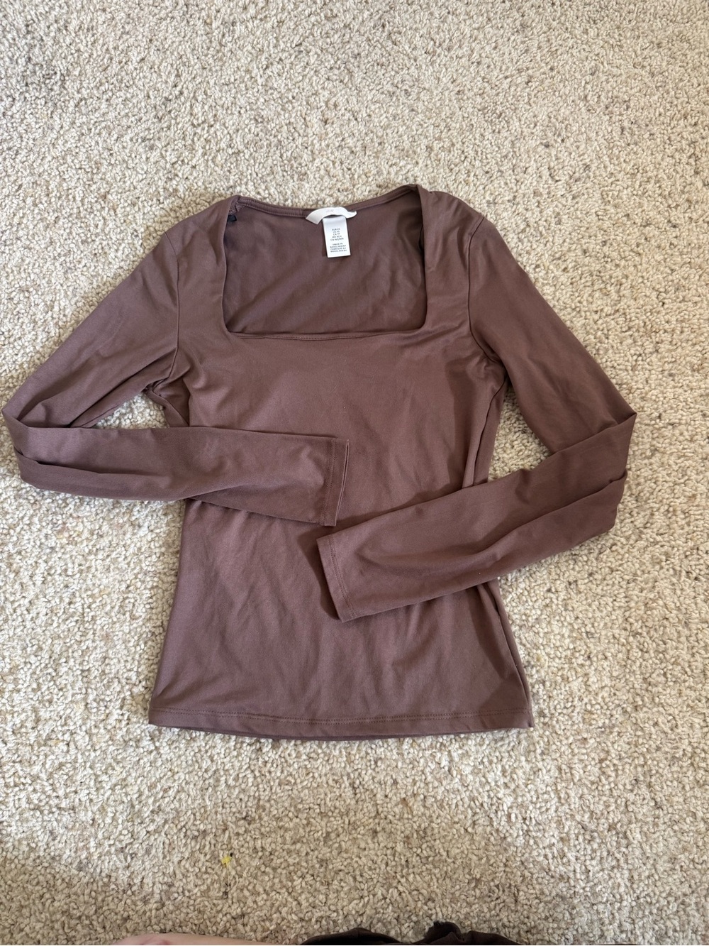H&M Women's Long-Sleeve Square Neck Top - Chocolate Brown